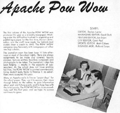 A section of the 1953 AHS yearbook about The Apache Pow Wow. 