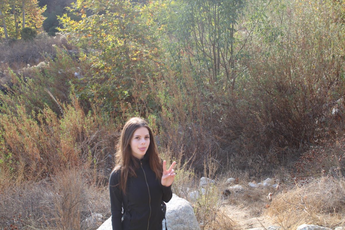 Taking a selfie among the greenery at Eaton Canyon during a hike.