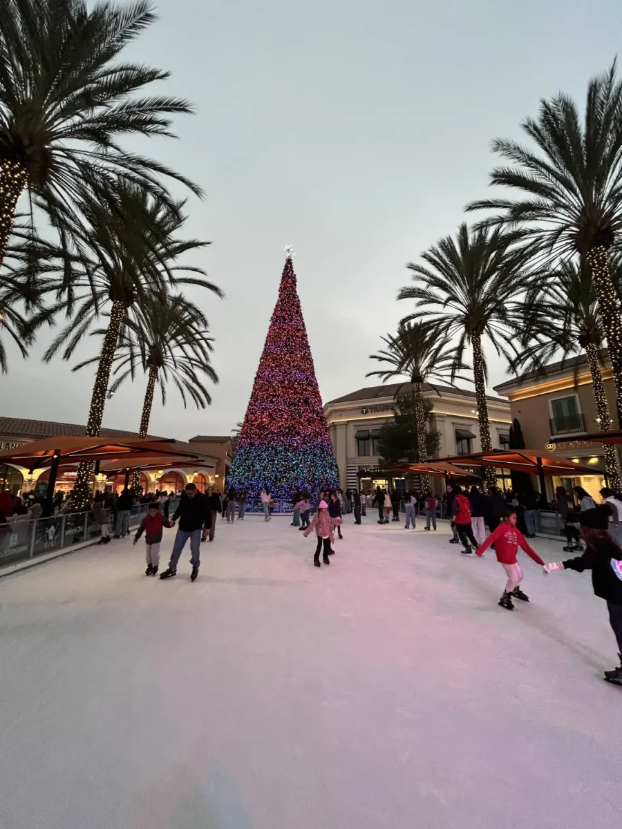 Outdoor Skating at Irvine Spectrum Center during Christmas Time.