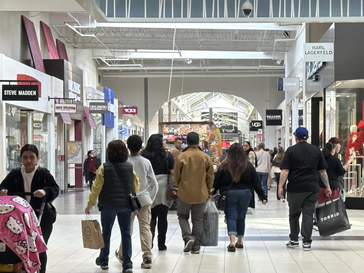 Shopping malls (such as this one in Ontario) are packed as people buy gifts for their loved ones.