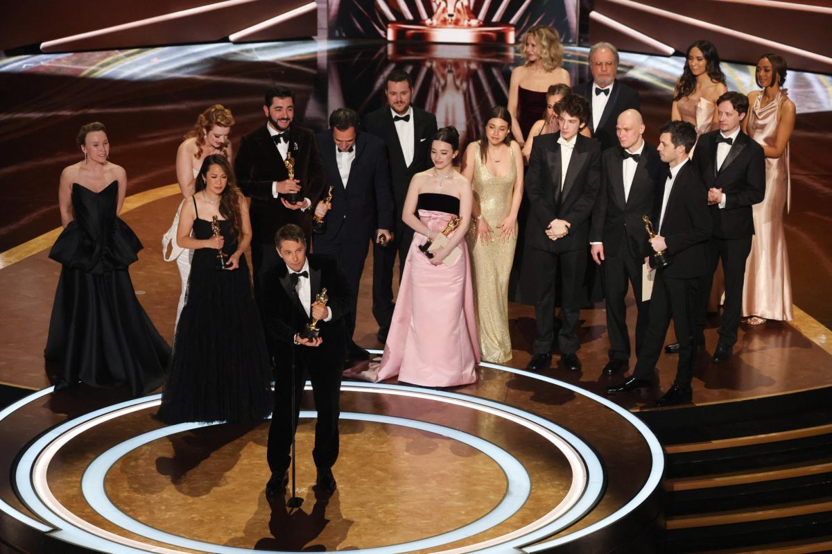 Director Sean Baker, producers Alex Coco and Samantha Quan and cast and crew members win the Oscar for Best Picture for "Anora" during the Oscars show at the 97th Academy Awards in Hollywood, Los Angeles, California, U.S., March 2, 2025. REUTERS/Carlos Barria