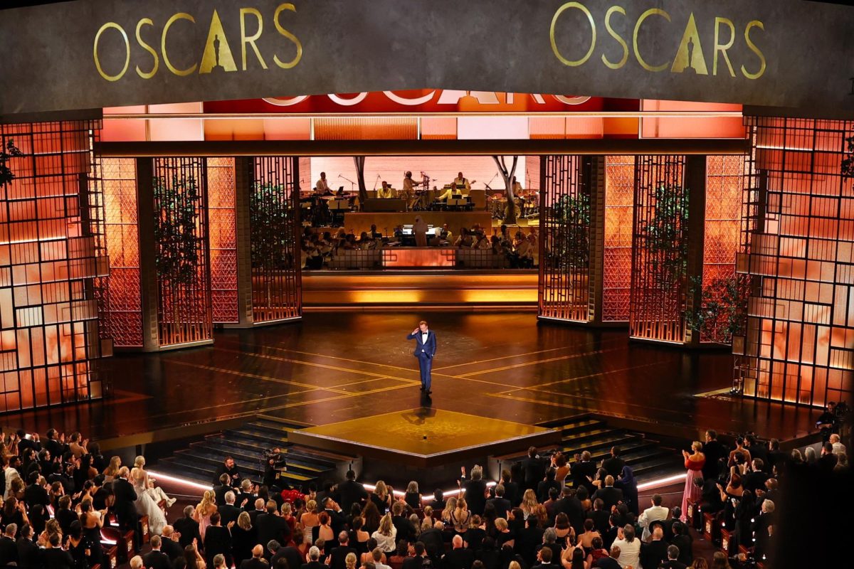 Host Conan O'Brien speaks onstage during the Oscars show at the 98th Academy Awards in Hollywood, Los Angeles, California, U.S., March 15, 2026. REUTERS/Mike Blake