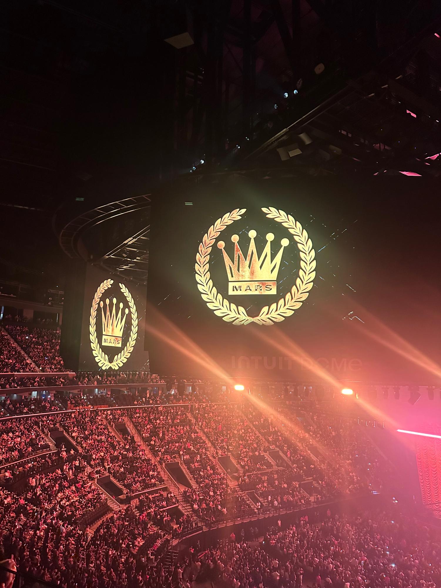 The crowd at a Bruno Mars concert.