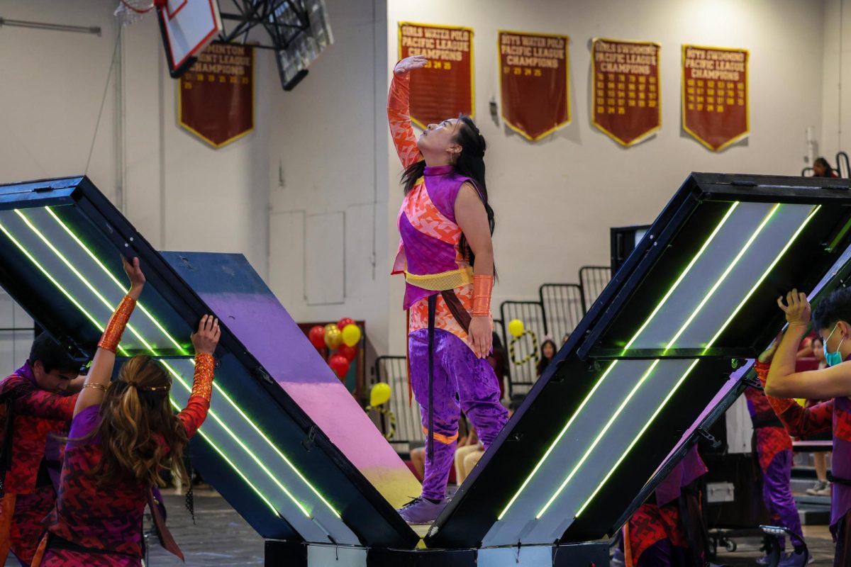 Percussion member Angelina Young in the midst of her performance.