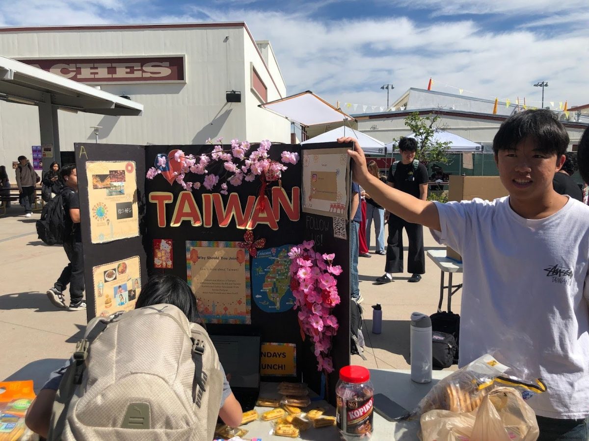 The Taiwanese Appreciation Club’s stand during the final day of Diversity Week, with senior Ethan Hung pictured on the right.
